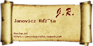Janovicz Réta névjegykártya